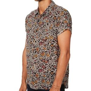 ROLLA’S Men’s Black Floral Short Sleeve Roll Cuff Shirt L